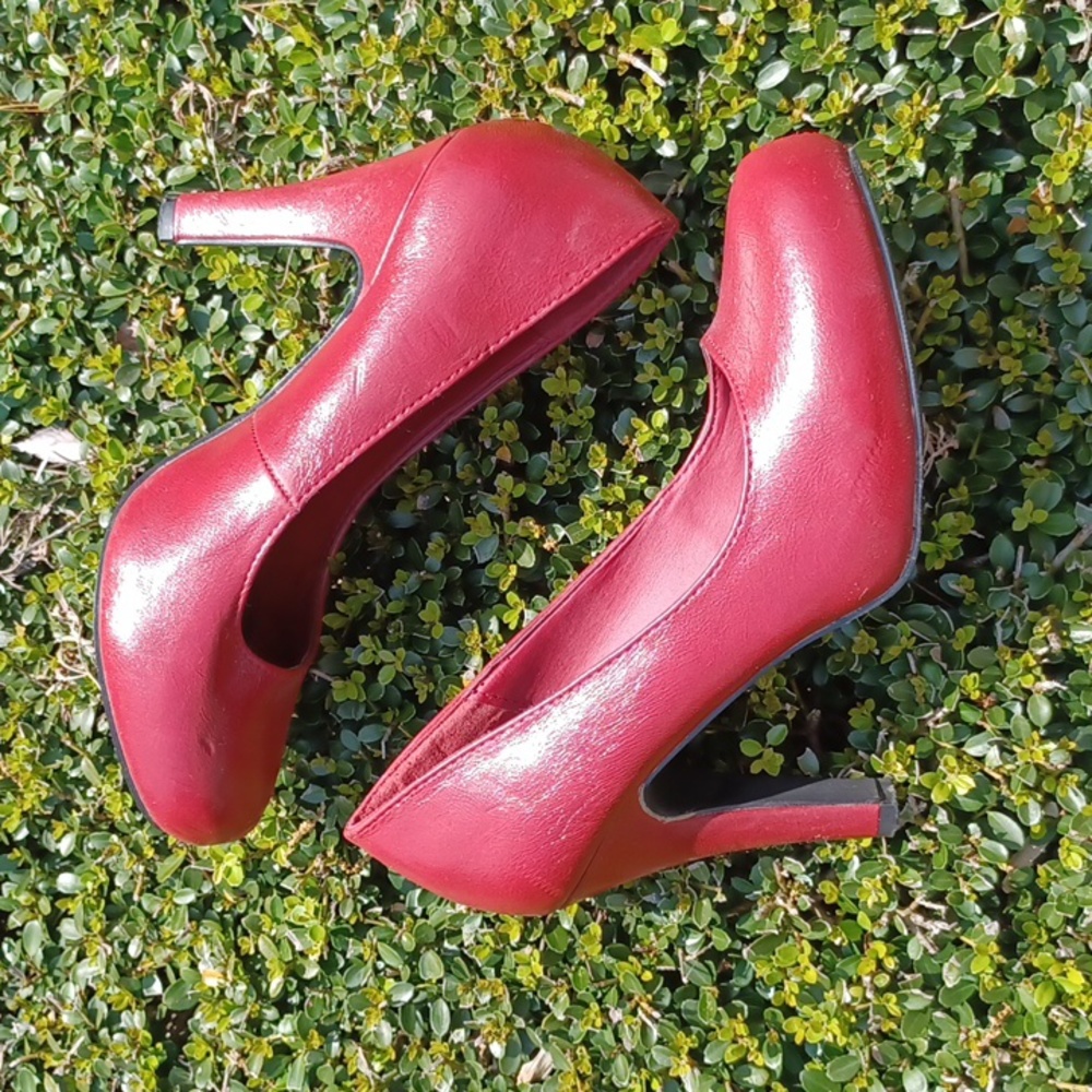 Red leather heels